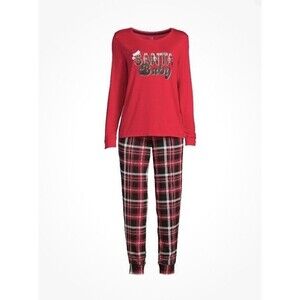 Santa Baby Plaid Christmas Pajama Set Womens Size S Red Sleepwear Holiday Cozy